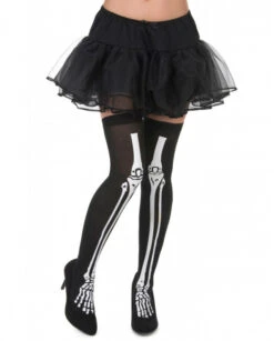 Bas Noirs Motifs Squelette Femme Halloween Pas Chers