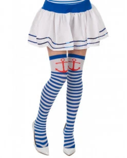 Bas Rayés Bleus Et Blancs Motif Ancre