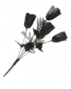 Décoration Halloween Bouquet De Roses Noires Accessoire Mariée Gothique