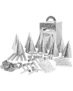 Coffret Cotillons Argenté 10 Personnes Fête Nouvel An