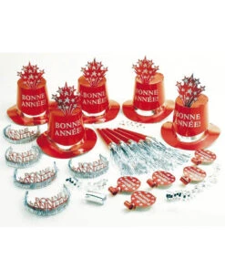 Coffret Cotillons Chic Rouge 10 Personnes Fête Jour De L'an