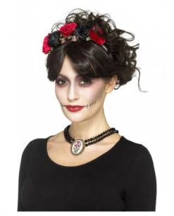 COLLIER DE PERLES NOIR DIA DE LOS MUERTOS