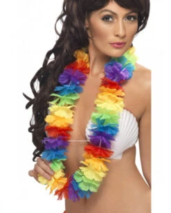 Collier Hawaïen Multicolore Fleurs Doubles