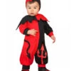 Déguisement Halloween Bébé Diable Bicolore Rouge Et Noir Avec Bonnet -Fête Vêtements Boutique deguisement bebe diable bicolore halloween