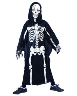 Déguisement Halloween Garçon Robe Longue Squelette Avec Cagoule Enfant