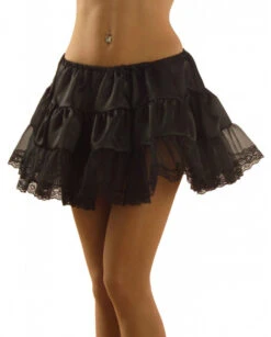 Jupon Noir En Dentelle Avec Bande Satin