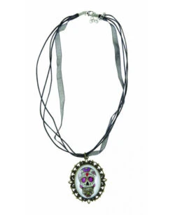 Collier Dia De Los Muertos Avec Médaillon