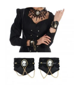 Manchettes Gothique Noires Halloween Femme