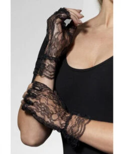 Mitaines Noires Dentelle Femme Gothique - Deguizz N°1 D'Halloween !