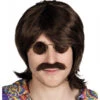 Perruque Marron Homme Avec Moustache Années 60-70 Adulte -Fête Vêtements Boutique perruque homme annees 70