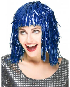 Perruque Lamelles Bleue Disco