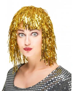 Perruque Lamelles Dorée Disco