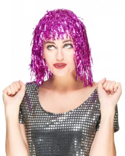 Perruque Rose Lamelles Disco