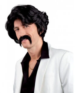 Perruque Noire Années 70 Homme Avec Moustache
